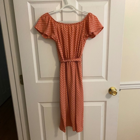 Monteau LA Pink Dress with White Polka Dots Fit and Flare Size S - Picture 2 of 5